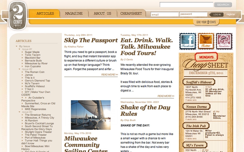 2 Cents featured articles, design by Jonathan Warobick.