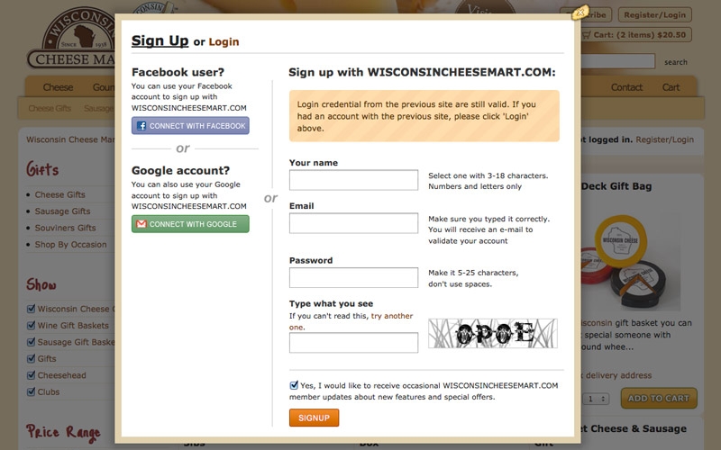 Logging in can be done by connecting social media applications, or the conventional way. (For all you old-timers :-))